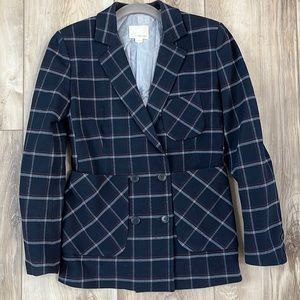 Band of Outsiders Plaid Navy Blazer Size 2